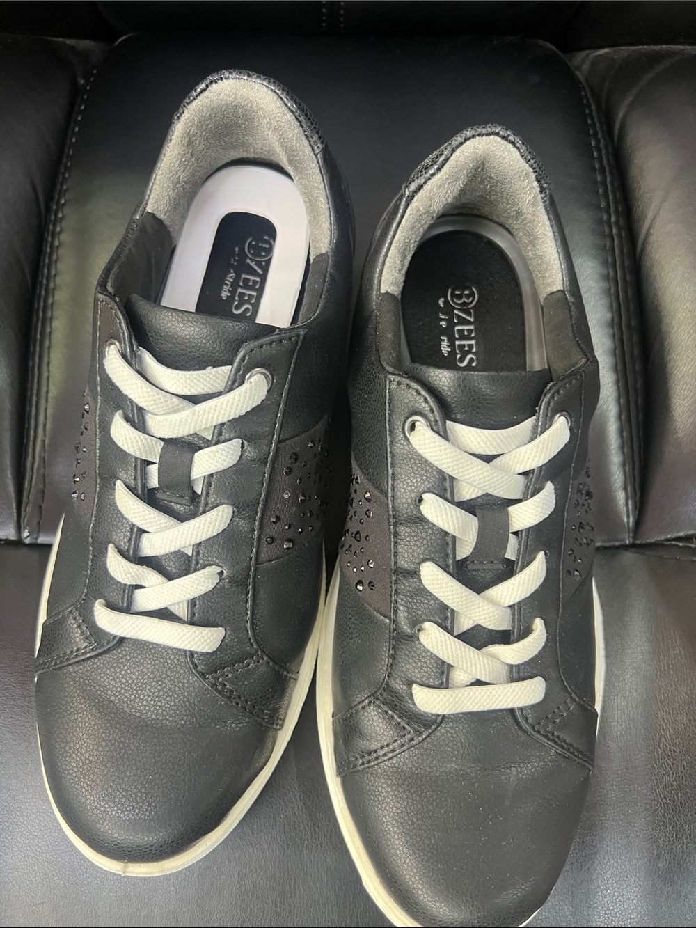 Bzees Men's Black Sneakers with White Laces